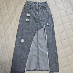 GRLダメージデニム スリット ロングスカート