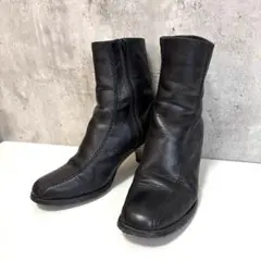 ミドル丈ブーツ ブラック Sサイズ サイドジップ チャンキーヒール スクエアトゥ