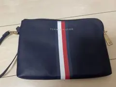 TOMMY HILFIGER ネイビー ストライプ クラッチバッグ