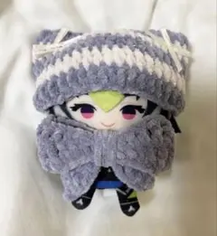 にじぱぺっと ぬい服 10cm ボーダー猫耳ニット帽 リボン セット