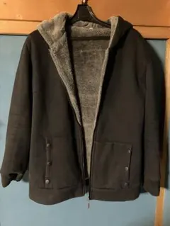 ボアジャケット黒 フード付き　L