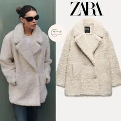 ZARA✨極美品 即完売品✨ ダブル テディベアコート ボア グレー ロング S ZARA滝沢眞紀子 ボア テディベアコート ロングコート チェスター