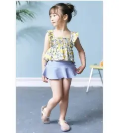 90 アプレレクレール　レモン柄 フリル付き水着