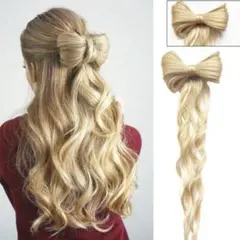 簡単装着 リボンウィッグ ブロンド