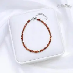 ブレスレット チャーム付き ガーネット 3mm 天然石 パワーストーン 003
