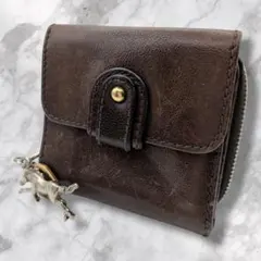 クロエ Chloe 二つ折り財布 ケララ ホースチャーム ブラウン レザー 本 