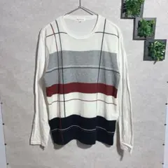 ザショップティーケー(M)前後異素材カットソー　チェック　長袖　メンズ
