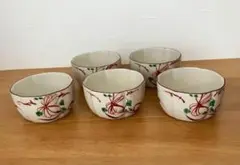 たち吉　赤絵小鉢　5客　当時の箱付き　新品未使用品