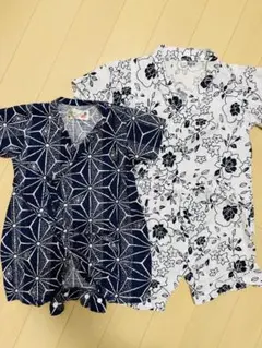 ベビー甚平 2点セット ネイビー・ホワイト