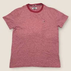 美品】TOMMY JEANS 赤Tシャツ Sサイズ シンプルロゴ US古着