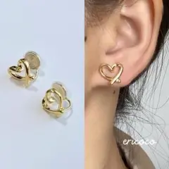 no.101 ハートイヤリング　ゴールド　ノンホール