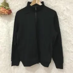 ★ユニクロ★ハーフジップジャケット【M】綿100% ストレッチ 無地 綿 黒