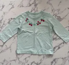 ストロベリー刺繍 ミントグリーン Tシャツ 80cmのサムネイル