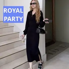 ROYAL PARTY ZIPフードタイトワンピース ブラック 黒