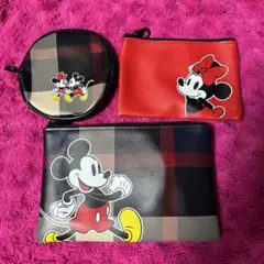 ミッキー＆ミニーデザイン　便利なポーチ3点セット