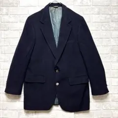 希少 テーラードジャケット メンズ カシミヤ100 ネイビー USA古着 厚手