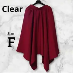 変形スカート　ギザギザスカート　ゴムウエスト　フリーサイズ　赤色ロングスカート