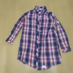 ロング丈チェック柄フランネルシャツ（赤・青）