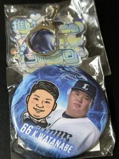 元西武選手のセット、コルデロキーホルダー＆べっけんの缶バッジ