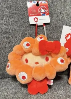 サンリオミャクミャク　推しカラーぬいぐるみ キティ　レッドオレンジカラビナ