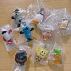 パペットスンスンスポンジボブピングーカップヌードルめじるしアクセサリーまとめ９点