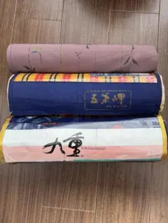 着物反物 花柄 紫色 青色 ピンク色