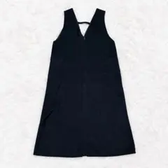 ショコラフィネローブ ジャンパースカート 黒 F ポケット付き ロング 春夏
