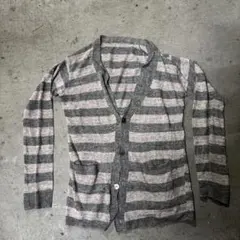 グレー ストライプ ボタン付きカーディガン y2k archive