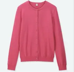 UNIQLOユニクロ/UVカットスーピマコットンクルーネックカーディガン ピンクのサムネイル
