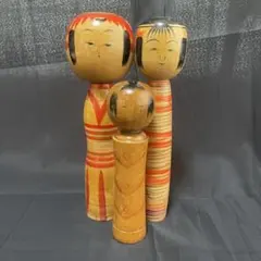 1968年製 伝統こけし3体セット 新山久志 斎藤弘道 秋田木地山工芸品