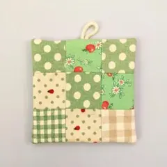 sumomo様 おまとめ　パッチワーク　ポットマット　15×15　グリーン