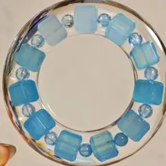 【一点物】高品質 ​アクアマリン スクエア グラデーション ブレスレット✨天然石