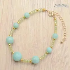 ブレスレット ティアドロップ1 ペリドット × 緑翡翠 パワーストーン 2A4