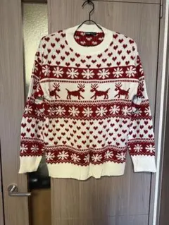 SHEIN クリスマス ニット セーター レッド 赤 ノルディック柄のサムネイル