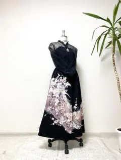 着物リメイク　和柄シルク　ちりめん　ロングワンピース 着物リメイク 和柄シルク ちりめん ロングワンピース - メルカリ