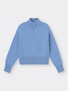 ライトブルー ハーフジップセーター S