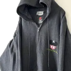 ディズニー ヘインズ クリスマス フルジップスウェット パーカー L グレー古着