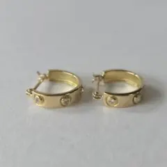 K18 ダイヤモンド フープピアス 両耳用 片方のダイヤモンド0.1ct 