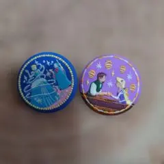 ディズニー　刺繍　缶バッチ　シンデレラ　ラプンツェル