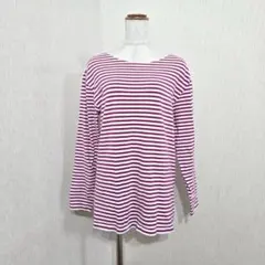 ルミノア バスクシャツ ボーダー カットソー フランス製 1 ピンク×ホワイト