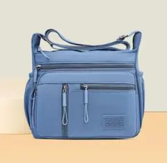 【超軽量】ショルダーバッグ　多機能　大容量　男女兼用　旅行　便利　ブルー