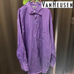 VAN HEUSEN 長袖シャツ パープル 無地 アメカジ　サテン