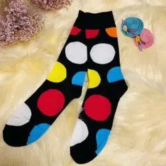 復活！靴下　ビッグドットブラックソックス　プレゼントやお揃いでも！のサムネイル