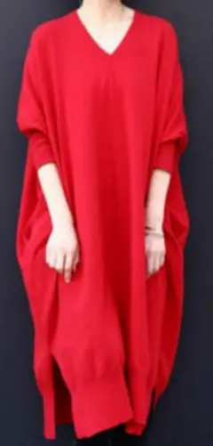 アンティカ Vネック ビッグニット ロングワンピース 廃盤 大きいサイズ