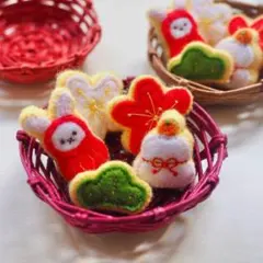 かごが選べる♡だるまうさぎとお正月のフェルトクッキーセット