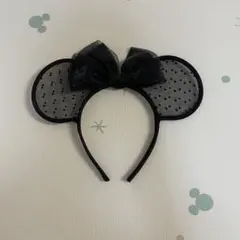 ミニーマウス耳カチューシャ ブラックリボン