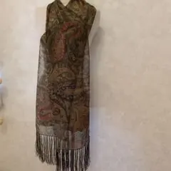 ペイズリー柄ストール オリーブグリーン フリンジ付き ラルフローレン