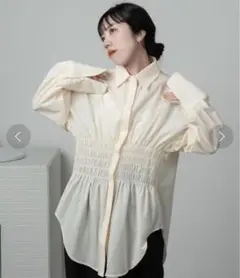 lawgy waist shirring midi shirt