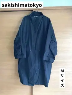 Ｍサイズ sakishimatokyo ブラックフード付きロングジャケットのサムネイル
