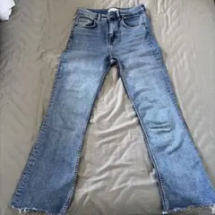 ZARA ブーツカットデニム ライトブルー EUR34